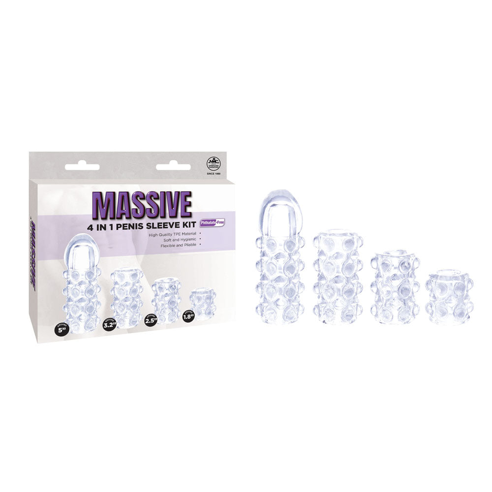 Massive Clear Penis Sleeves Set Of 4 Styles