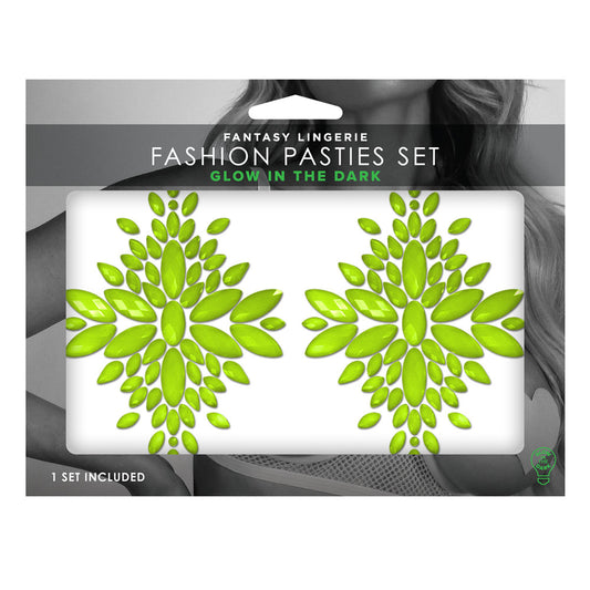 Glow Fashion Pasties Set Glow Green Crystals