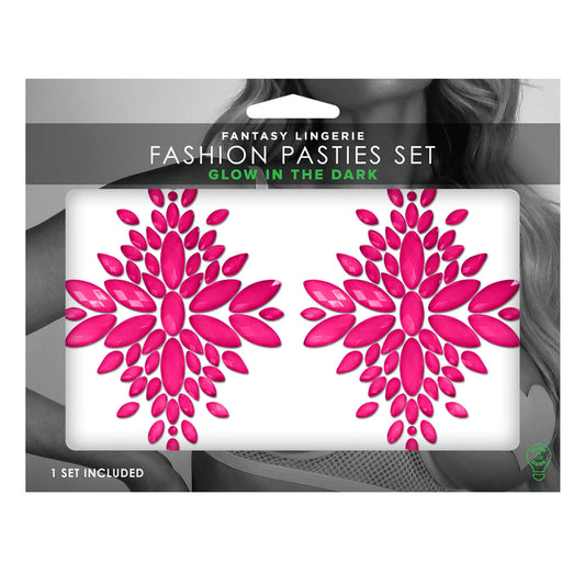 Glow Fashion Pasties Set Glow Pink Crystals