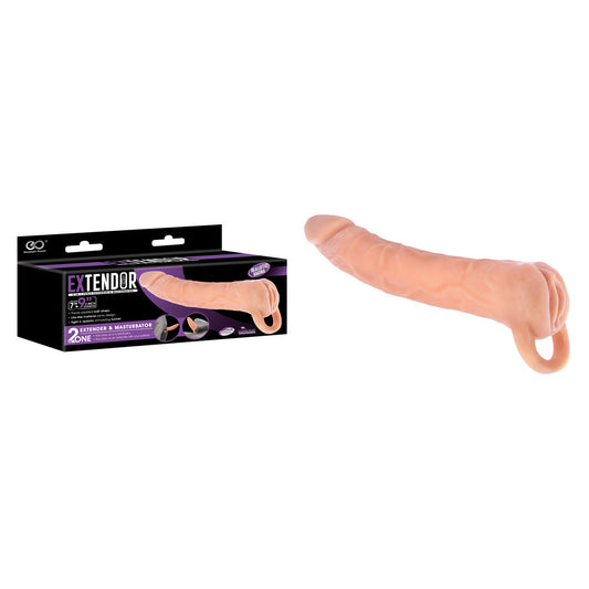 Extendor 9'' 2 In 1 Penis Extender & Masturbator Flesh 22.9 Cm Penis Extension Sleeve With Vagina Opening
