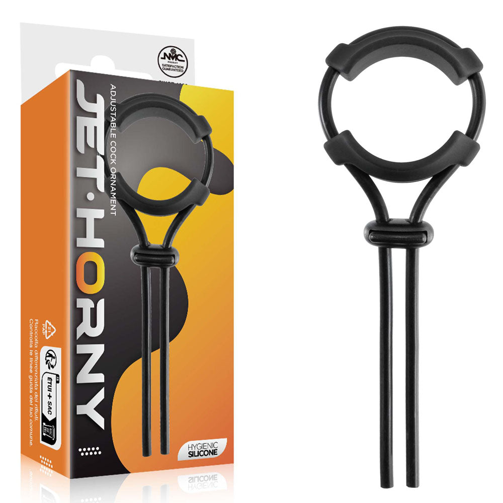 Jet Horny Black Adjustable Cock Lasso Ring