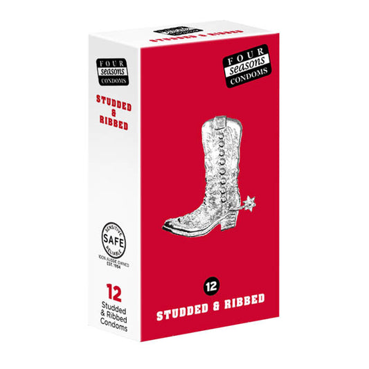 Four Seasons Studs & Ribs Condoms Studded & Ribbed Lubricated Condoms 12 Pack