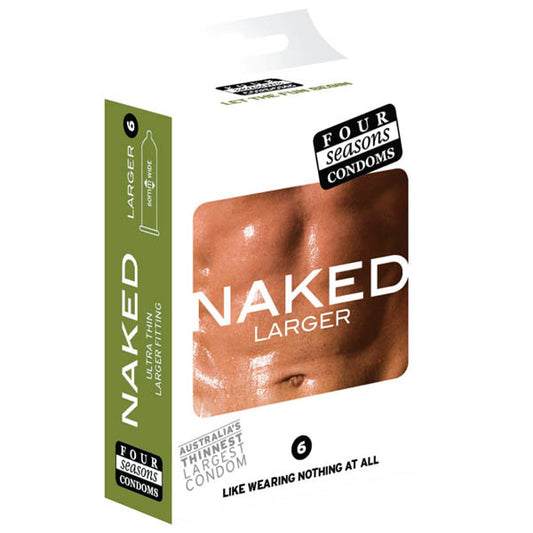 Four Seasons Naked Larger Fitting Condoms Naked Larger Fitting Lubricated Condoms 6 Pack
