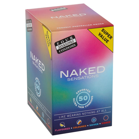Four Seasons Naked Sensations Condoms Assorted Ultra Thin Lubricated Condoms 50 Pack