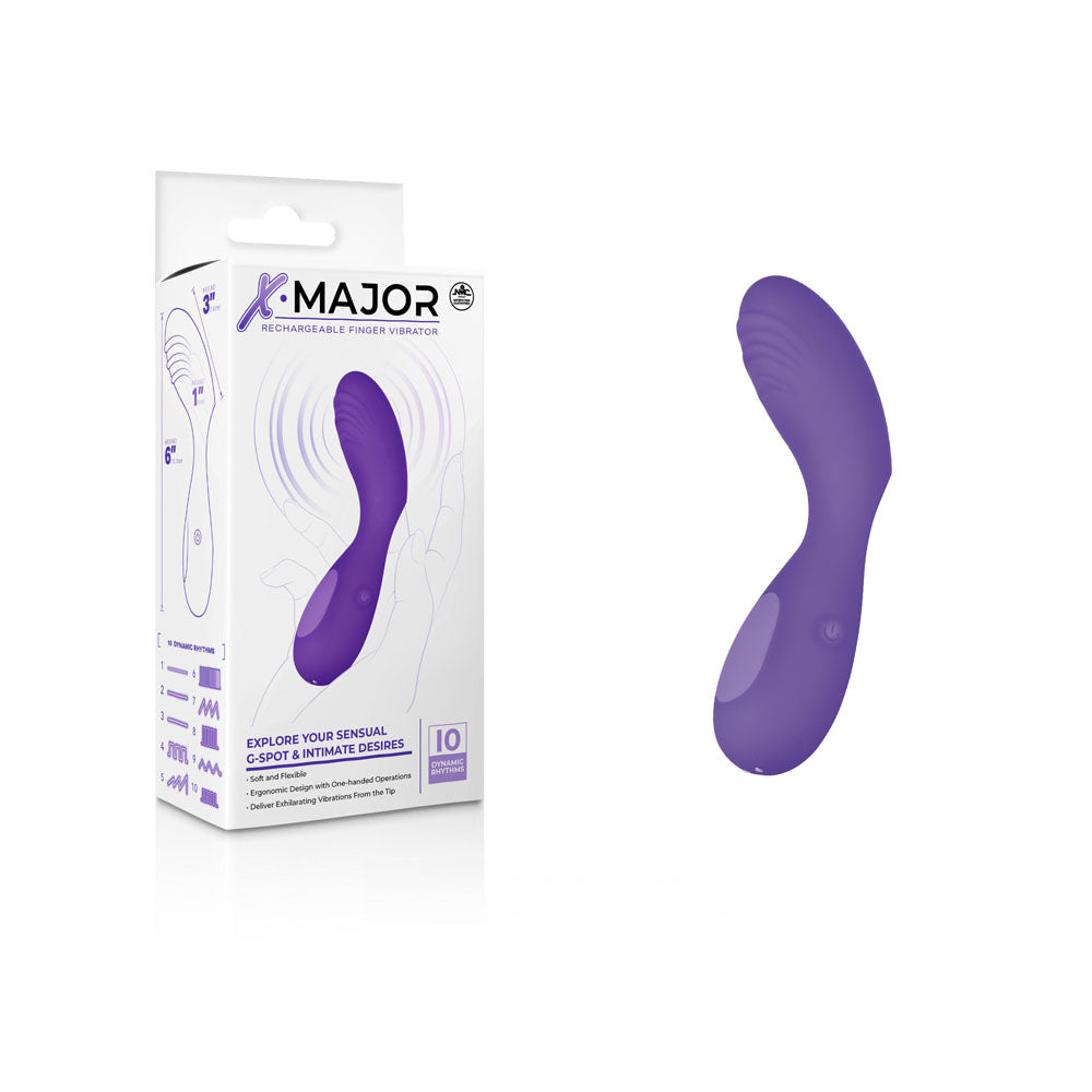 X Major Finger Vibe Purple Purple Usb Rechargeable Finger Stimulator