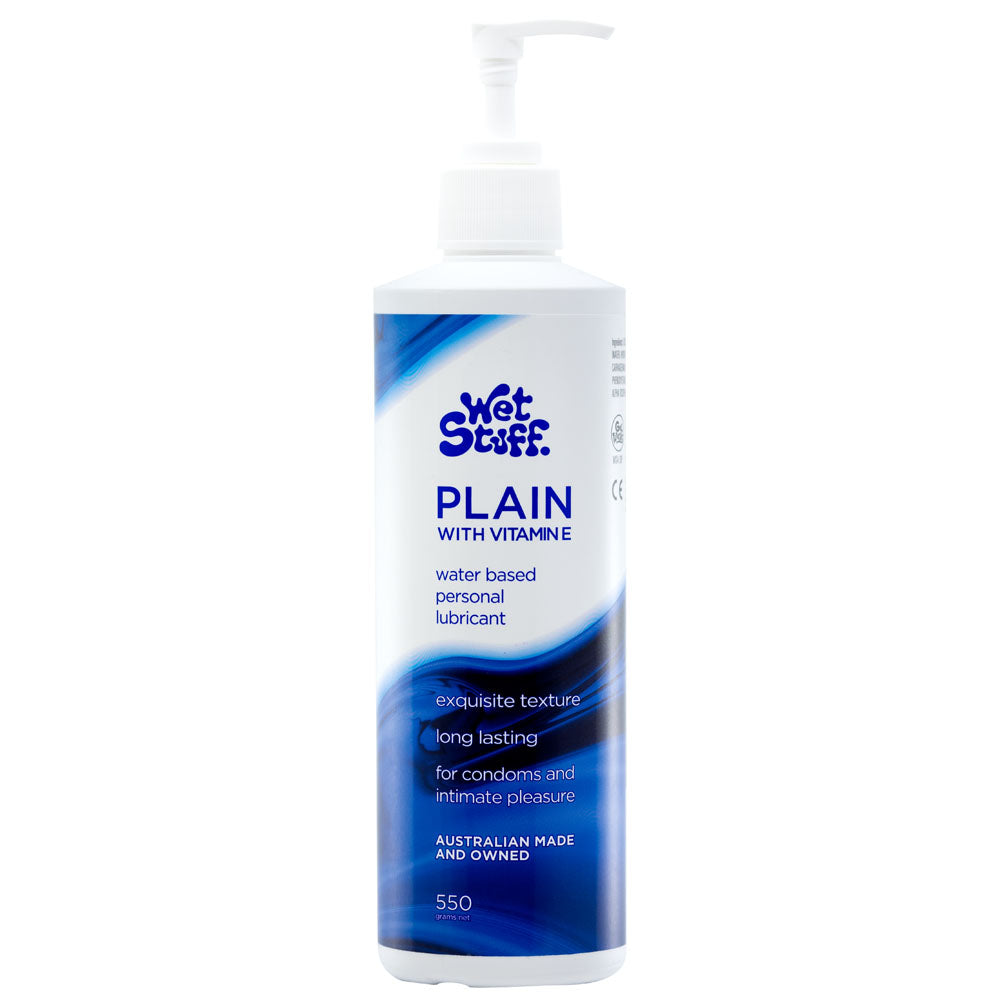 Wet Stuff Plain 550g Pump Water Based Lubricant With Vitamin E 550 Gram Pump Bottle
