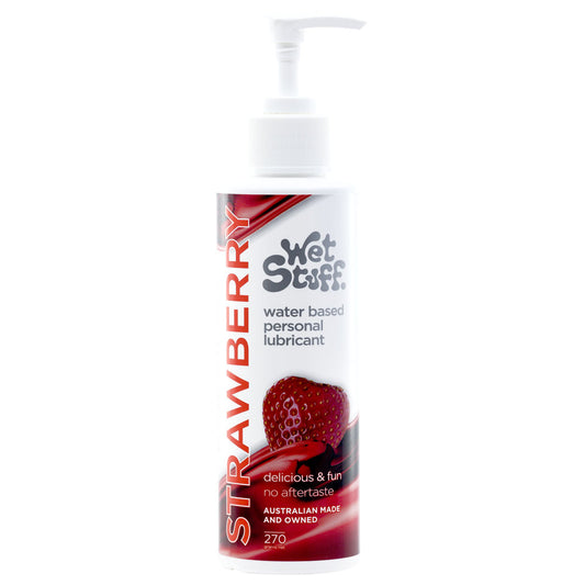 Wet Stuff Strawberry 270g Pump Strawberry Flavoured Water Based Lubricant 270 Gram Pump Bottle