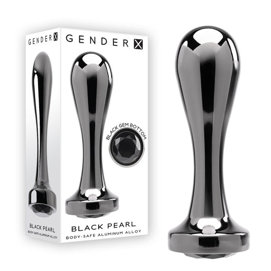 Gender X Black Pearl Gunmetal 12.4 Cm Metal Butt Plug With Black Gem Base