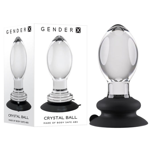 Gender X Crystal Ball Clear Glass 13.6 Cm Butt Plug With Suction Base