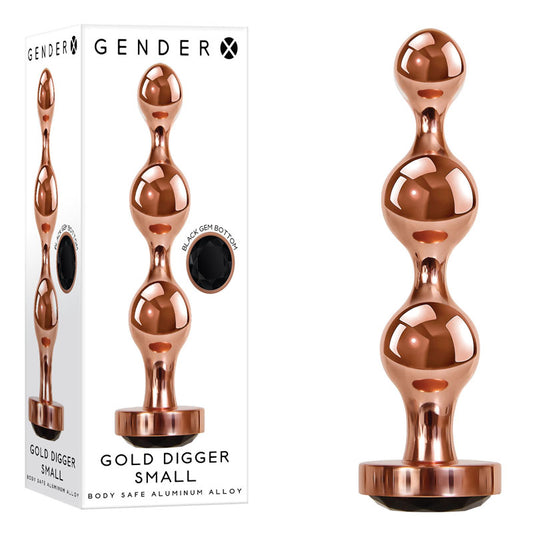 Gender X Gold Digger Small Rose Gold Small Butt Plug With Black Gem Base