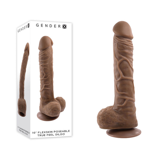 Gender X 10'' Flexskin Poseable True Feel Dark Brown 29.2 Cm Poseable Dong