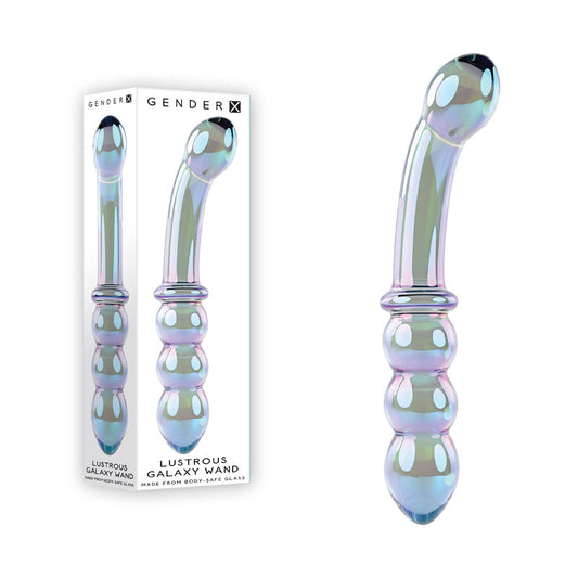 Gender X Lustrous Galaxy Wand Blue/Violet Glass 18.5 Cm Double Ended Massager