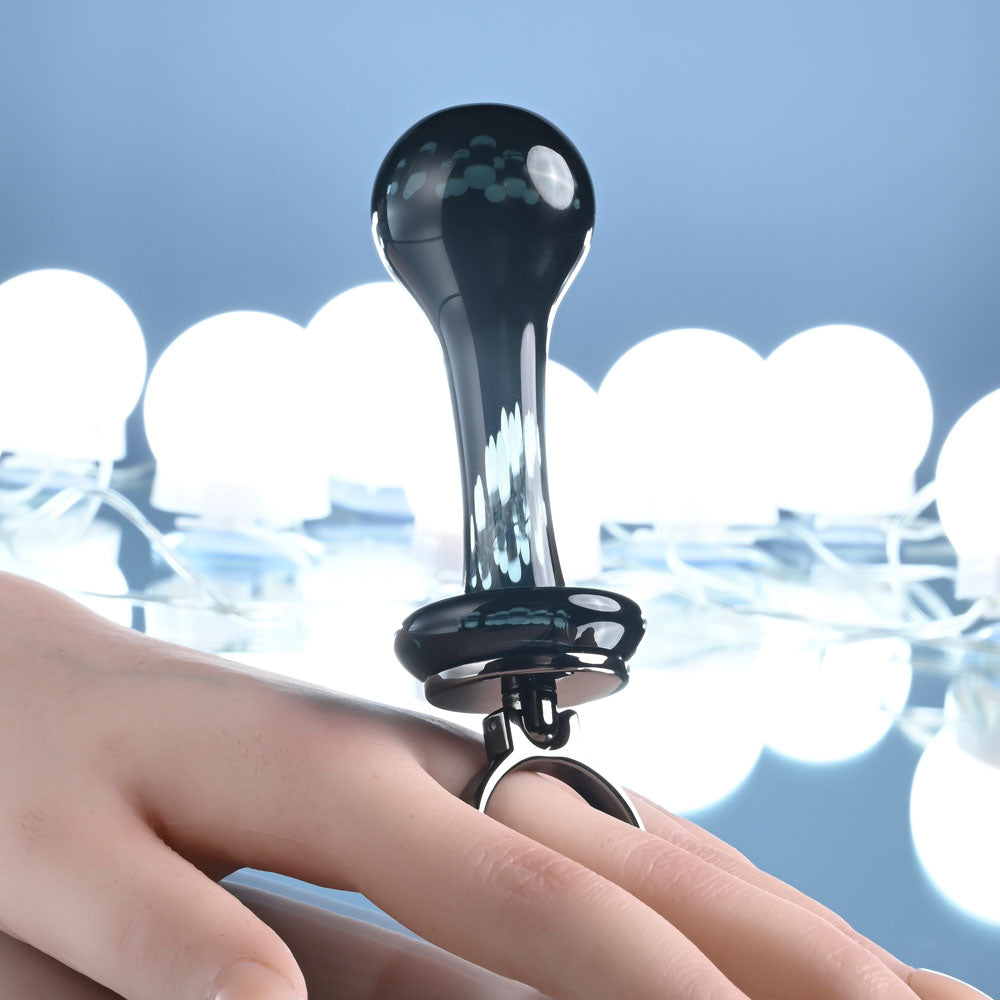 Gender X Blow Pop Black 12.8 Cm Glass Plug With Ring Pull