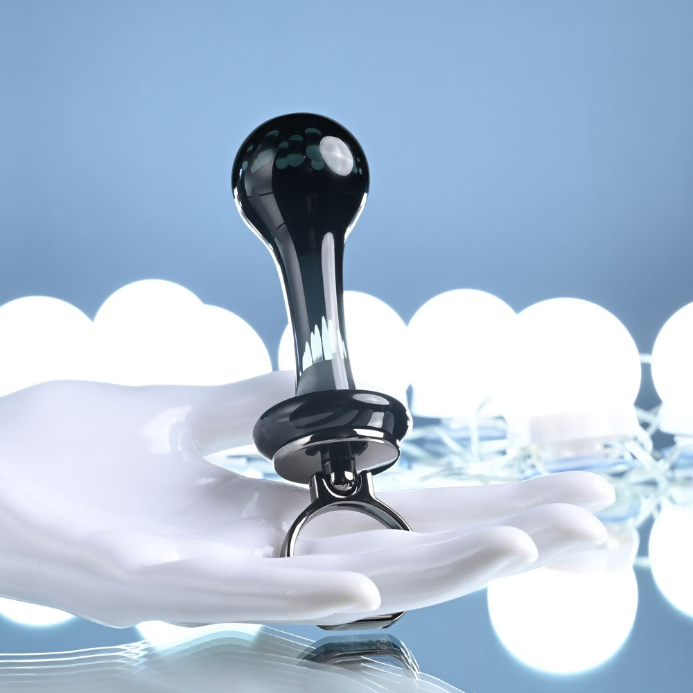 Gender X Blow Pop Black 12.8 Cm Glass Plug With Ring Pull