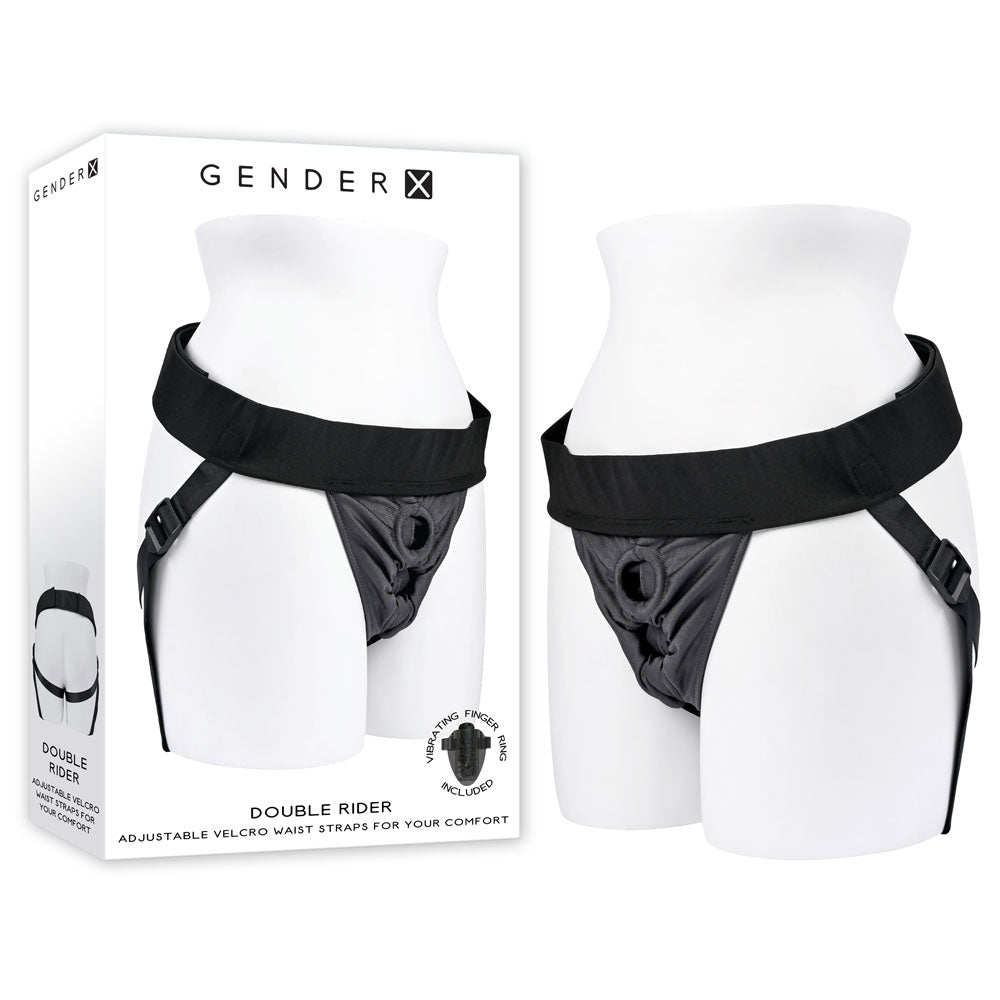 Gender X Double Rider Black Adjustable Strap On Harness (No Probe Included)