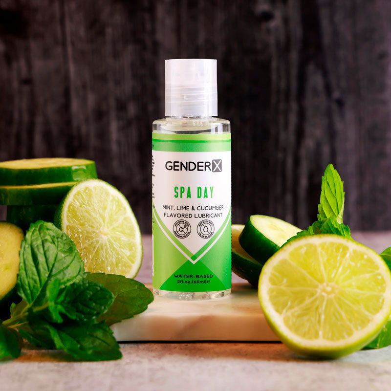 Gender X Spa Day Flavoured Lube 60 Ml Mint, Lime & Cucumber Flavoured Water Based Lubricant 60 Ml Bottle
