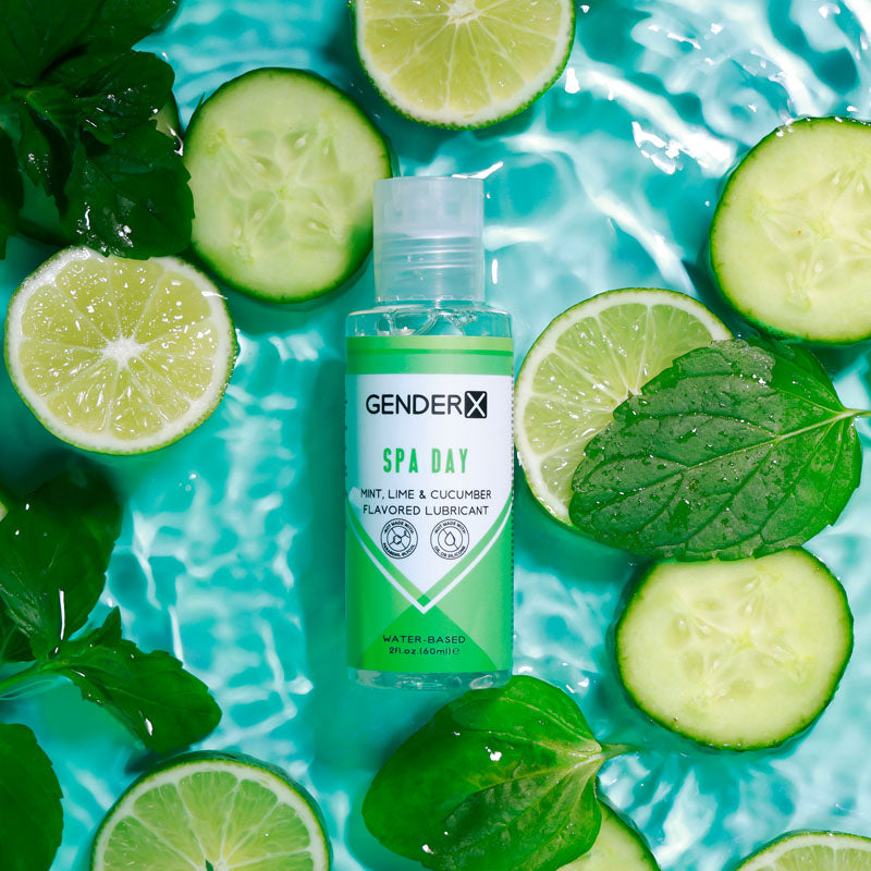 Gender X Spa Day Flavoured Lube 60 Ml Mint, Lime & Cucumber Flavoured Water Based Lubricant 60 Ml Bottle