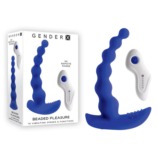 Gender X Beaded Pleasure Blue 11.4 Cm Usb Rechargeable Vibrating Anal Beads With Remote