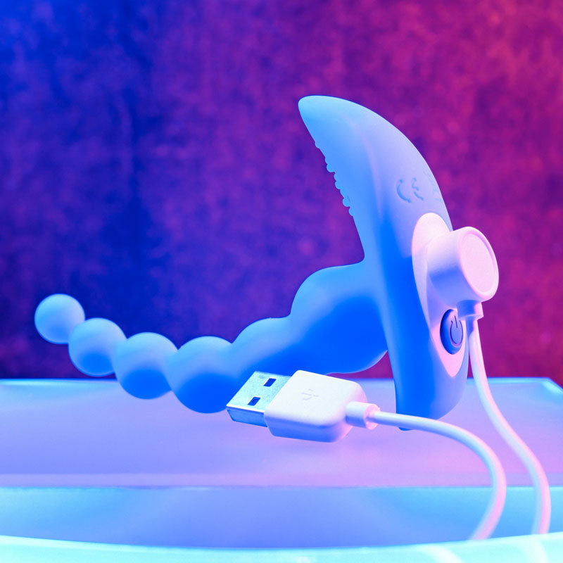 Gender X Beaded Pleasure Blue 11.4 Cm Usb Rechargeable Vibrating Anal Beads With Remote