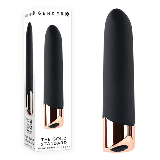 Gender X The Gold Standard Black/Rose Gold 10 Cm Usb Rechargeable Bullet