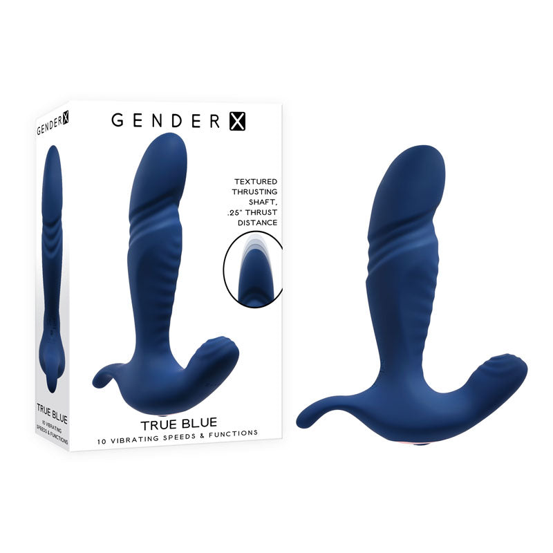 Gender X True Blue Blue 13.5 Cm Usb Rechargeable Thrusting Prostate Massager