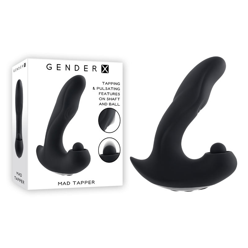 Gender X Mad Tapper Black Usb Rechargeable Double Tapping Vibrating Massager