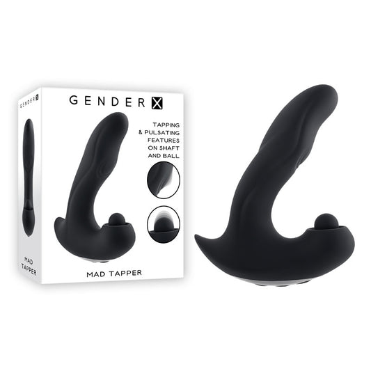 Gender X Mad Tapper Black Usb Rechargeable Double Tapping Vibrating Massager
