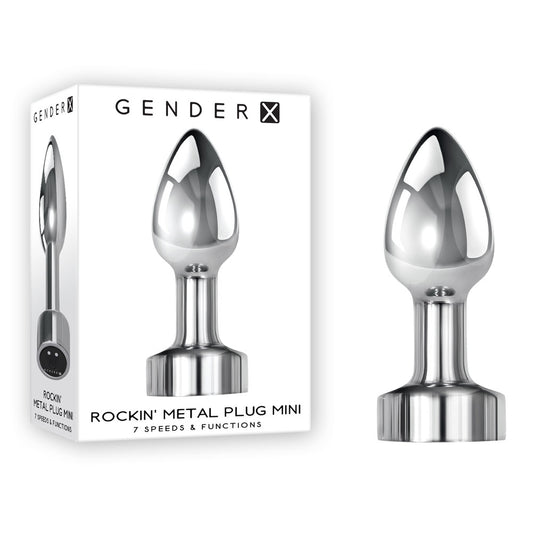 Gender X Rockin Metal Plug Mini Chrome 7.8 Cm Usb Rechargeable Vibrating Mini Butt Plug