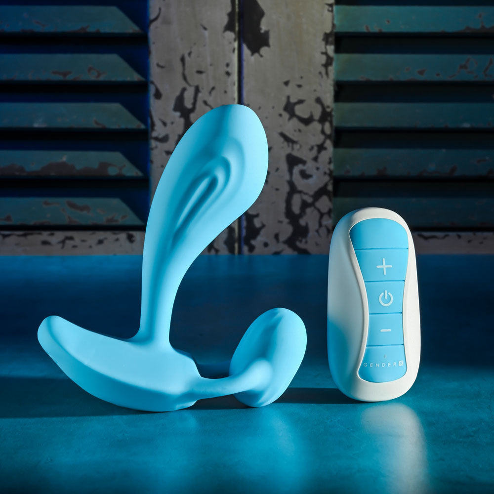 Gender X Wear Me Out Blue 11.1 Cm Usb Rechargeable Wearable Vibrator With Wireless Remote