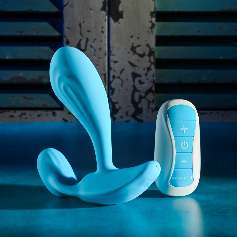 Gender X Wear Me Out Blue 11.1 Cm Usb Rechargeable Wearable Vibrator With Wireless Remote