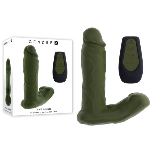 Gender X The Hunk Green 15.2 Cm Usb Rechargeable Thrusting Vibrator With Remote
