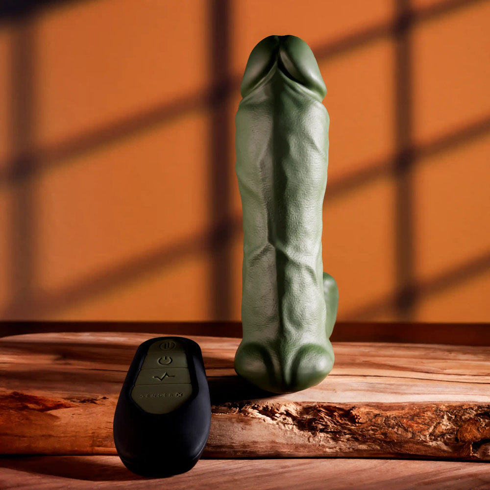 Gender X The Hunk Green 15.2 Cm Usb Rechargeable Thrusting Vibrator With Remote