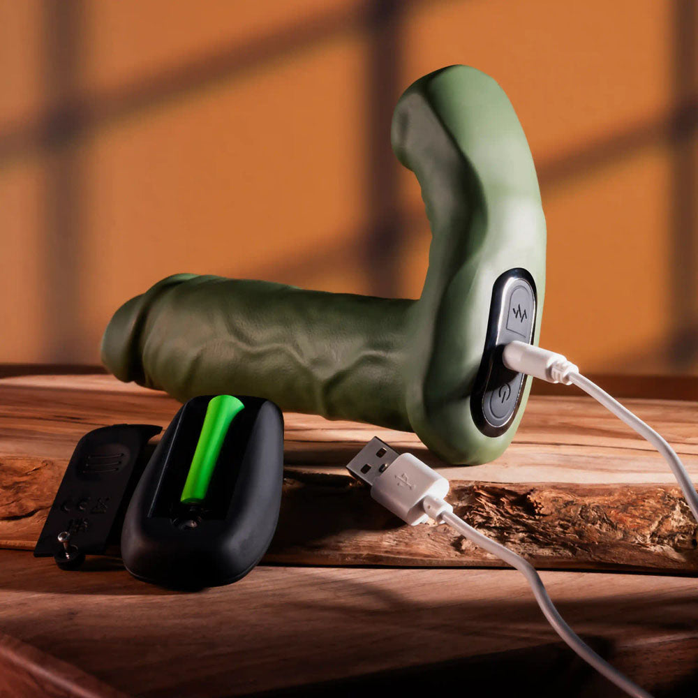Gender X The Hunk Green 15.2 Cm Usb Rechargeable Thrusting Vibrator With Remote