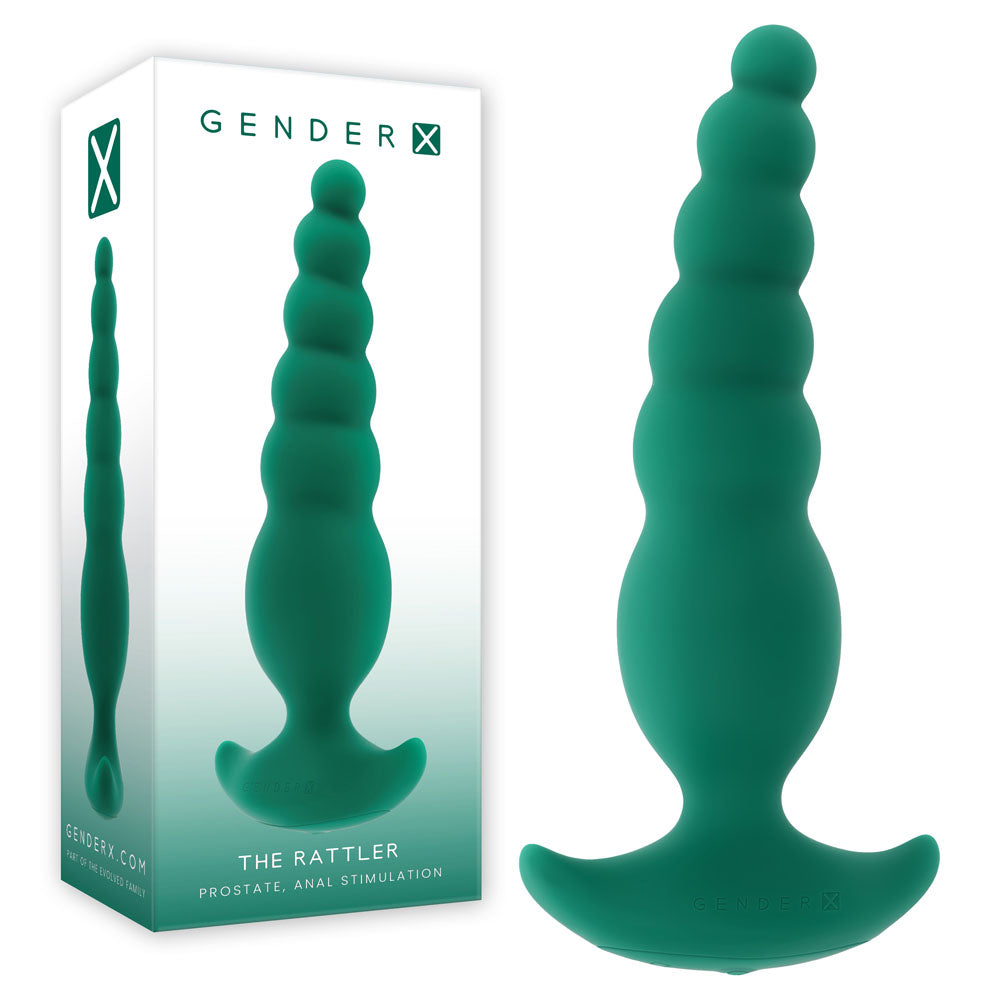 Gender X The Rattler Green 17 Cm Usb Rechargeable Vibrating And Twirling Anal Plug