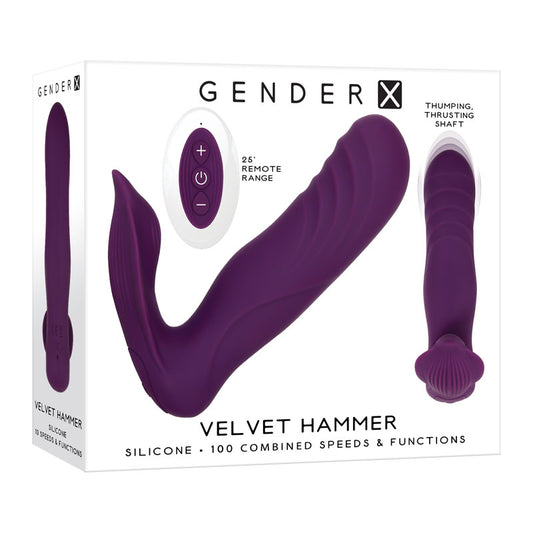 Gender X Velvet Hammer Purple Usb Rechargeable Wearable Vibe With Remote