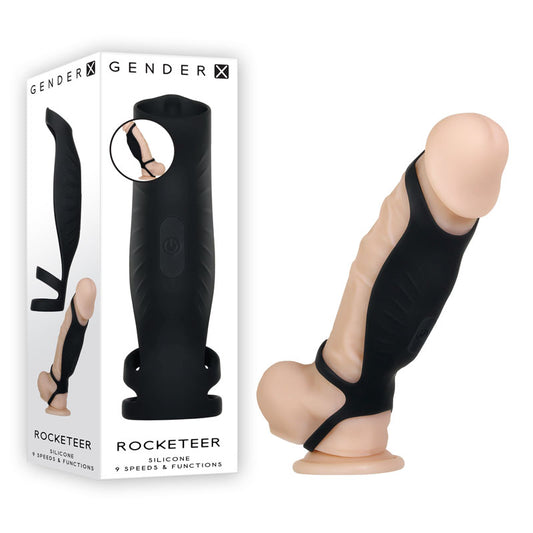Gender X Rocketeer Black Usb Rechargeable Vibrating Penis Sleeve