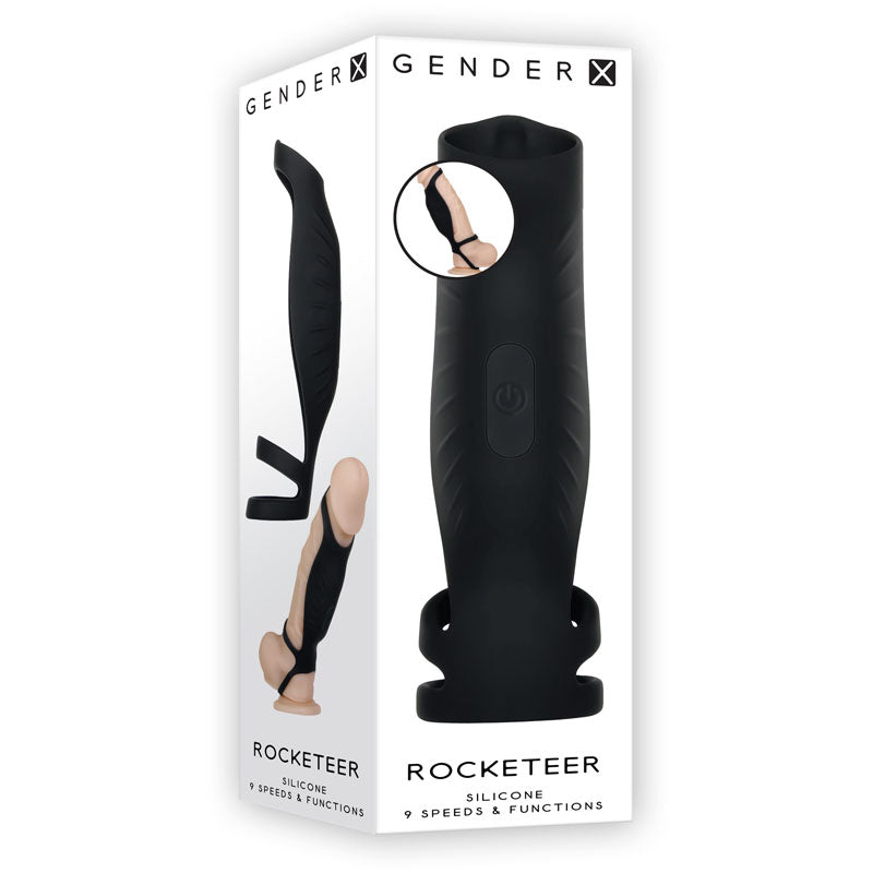 Gender X Rocketeer Black Usb Rechargeable Vibrating Penis Sleeve