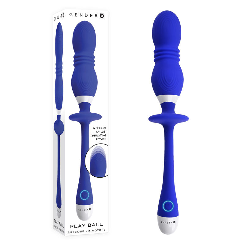 Gender X Play Ball Blue 25 Cm Usb Rechargeable Thrusting & Vibrating Orbs