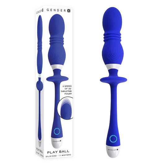 Gender X Play Ball Blue 25 Cm Usb Rechargeable Thrusting & Vibrating Orbs