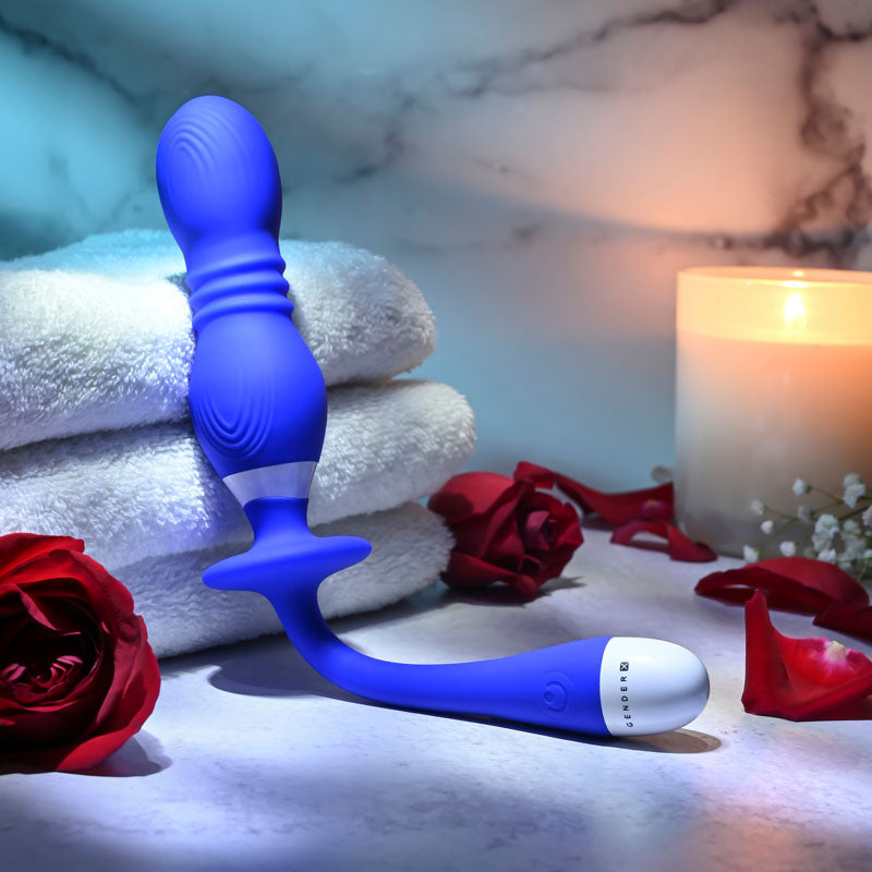 Gender X Play Ball Blue 25 Cm Usb Rechargeable Thrusting & Vibrating Orbs