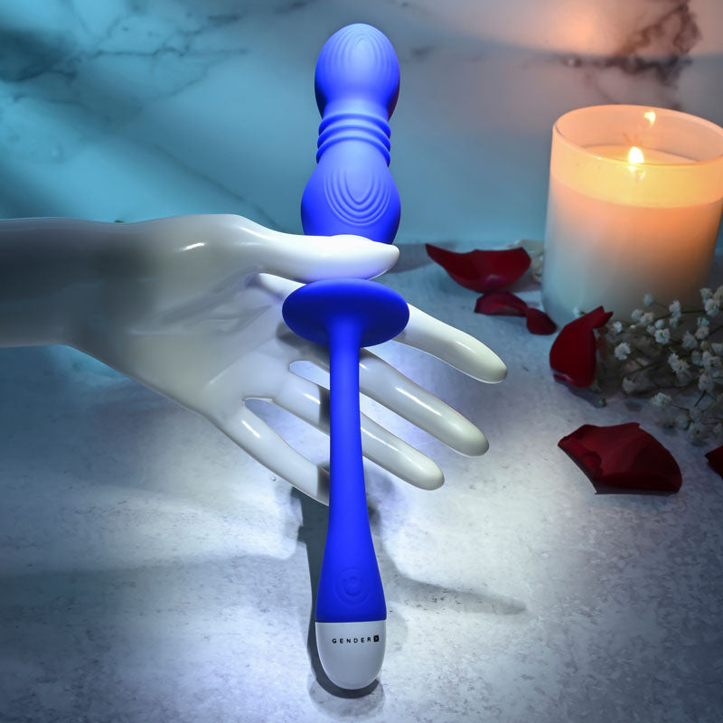 Gender X Play Ball Blue 25 Cm Usb Rechargeable Thrusting & Vibrating Orbs