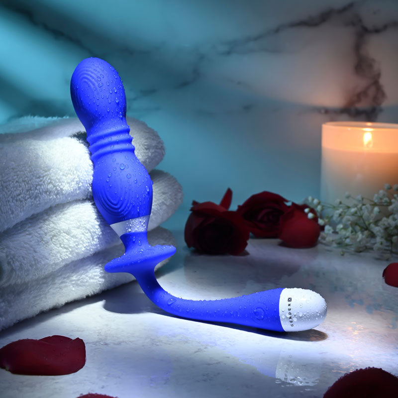 Gender X Play Ball Blue 25 Cm Usb Rechargeable Thrusting & Vibrating Orbs
