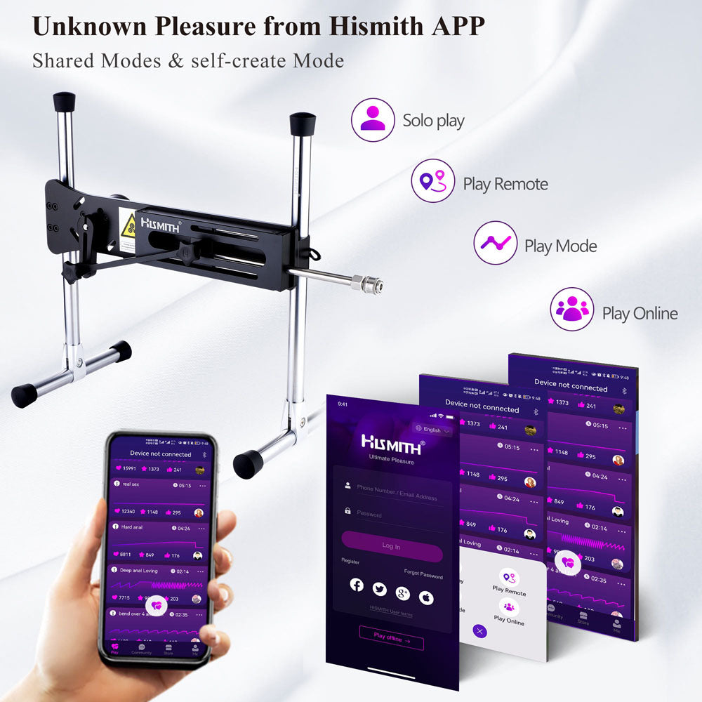 Hismith Premium 3.0 Sex Machine Black Black Mains Powered Sex Machine With App Control And Remote
