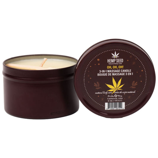 Hemp Seed 3 In 1 Massage Candle Oh! Oh! Oh! Amber Musk, Warm Tobacco, Caramel Strands 170 G