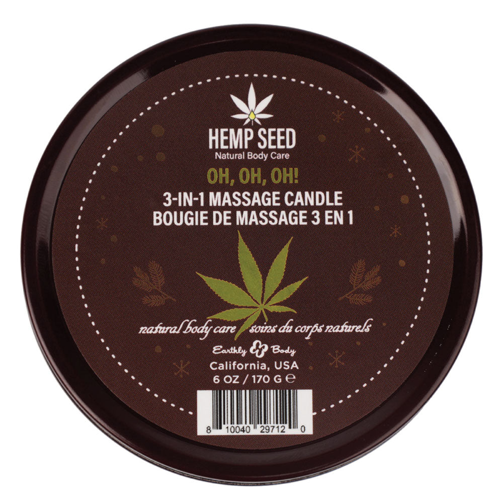 Hemp Seed 3 In 1 Massage Candle Oh! Oh! Oh! Amber Musk, Warm Tobacco, Caramel Strands 170 G