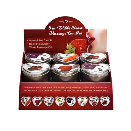 3 In 1 Edible Heart Massage Candles Flavoured Massage Candles Counter Display Of 12