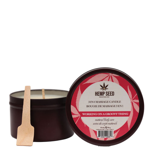 Hemp Seed 3 In 1 Massage Candle Working On A Groovy Thing (Wild Berries, Night Blooming Jasmine, Warm Amber) 170 G