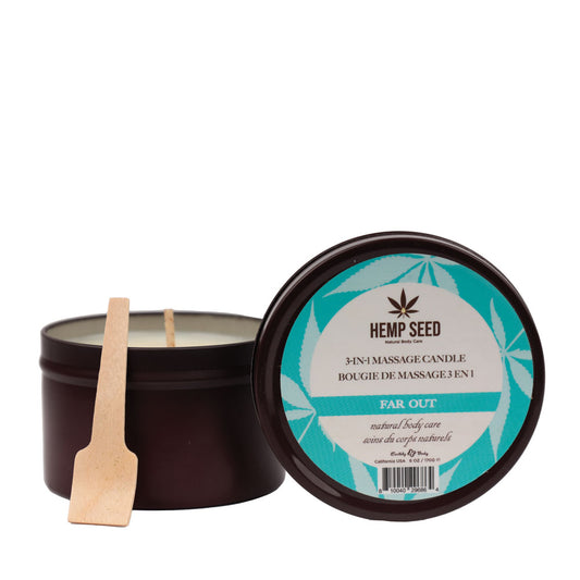 Hemp Seed 3 In 1 Massage Candle Far Out (Blue Citron, Fresh Spring Water, Rose Buds) 170 G