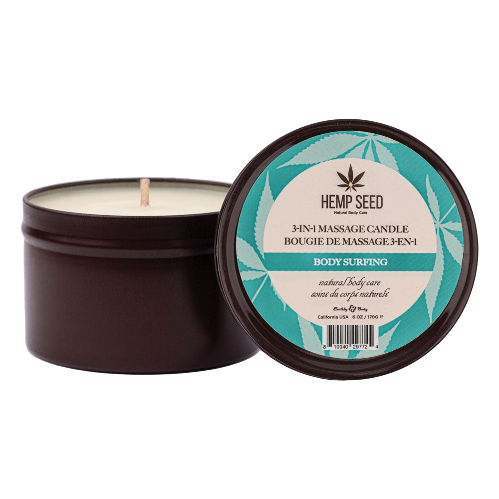 Hemp Seed 3 In 1 Massage Candle Body Surfing (Aquatic Notes, Magnolia, Solar Florals) Scented 170 G