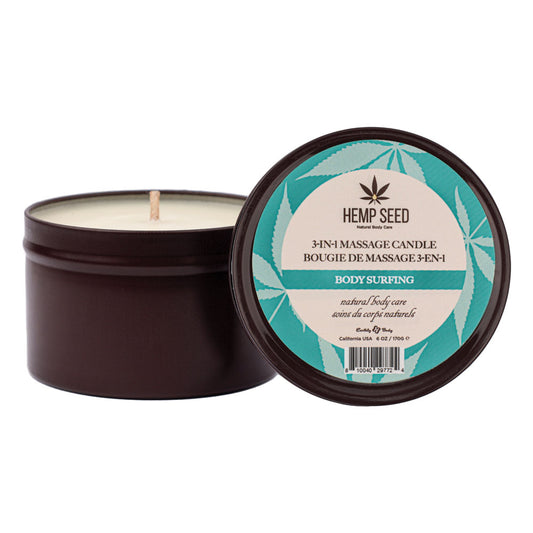 Hemp Seed 3 In 1 Massage Candle Body Surfing (Aquatic Notes, Magnolia, Solar Florals) Scented 170 G